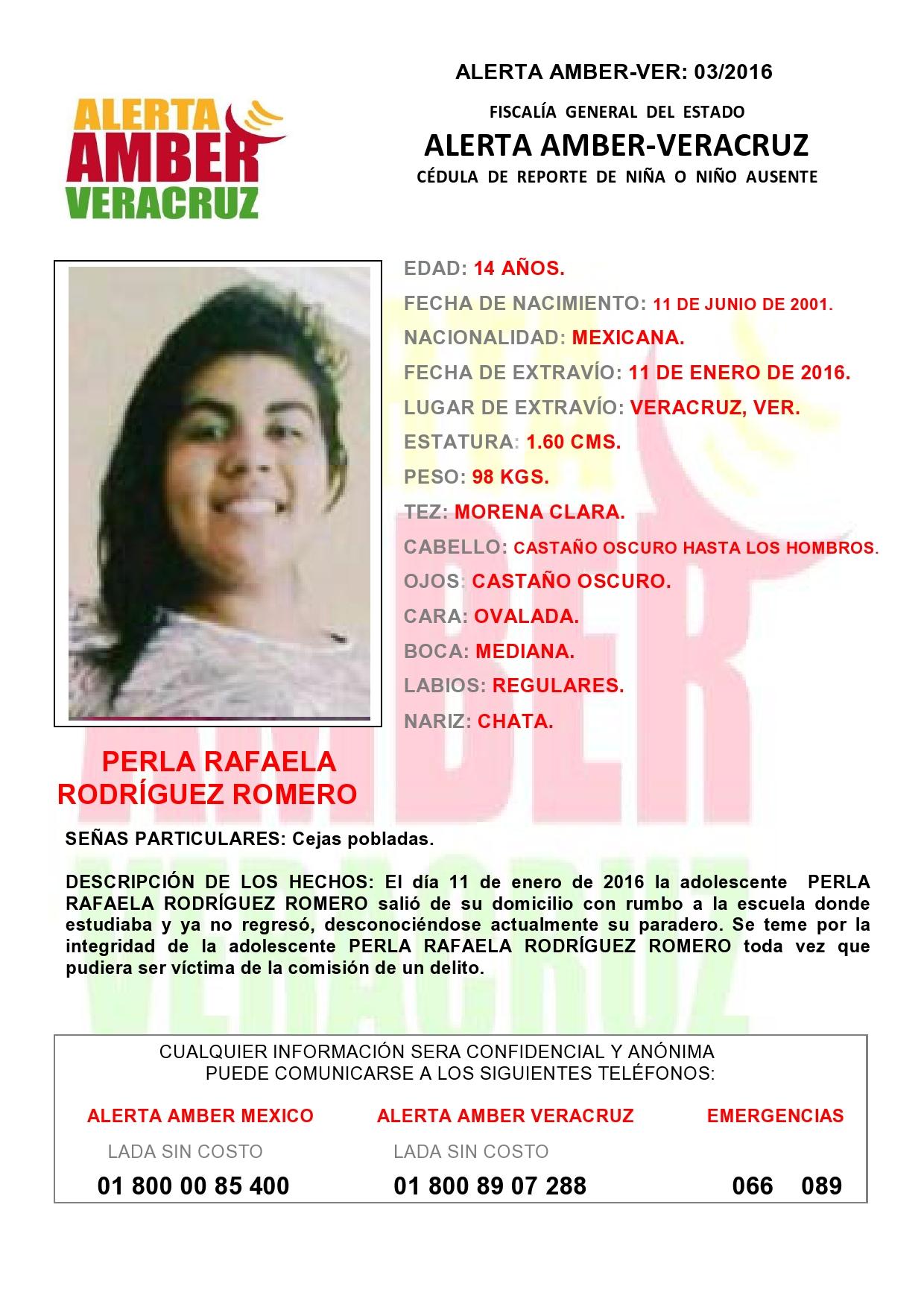 Activa Fge Alerta Amber Por Desaparición De Menor De 14 Años En Veracruz E Veracruzmx 3614