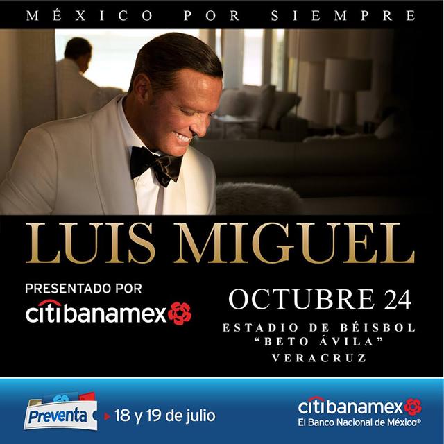 Anuncian preventa de boletos para el concierto de Luis Miguel en