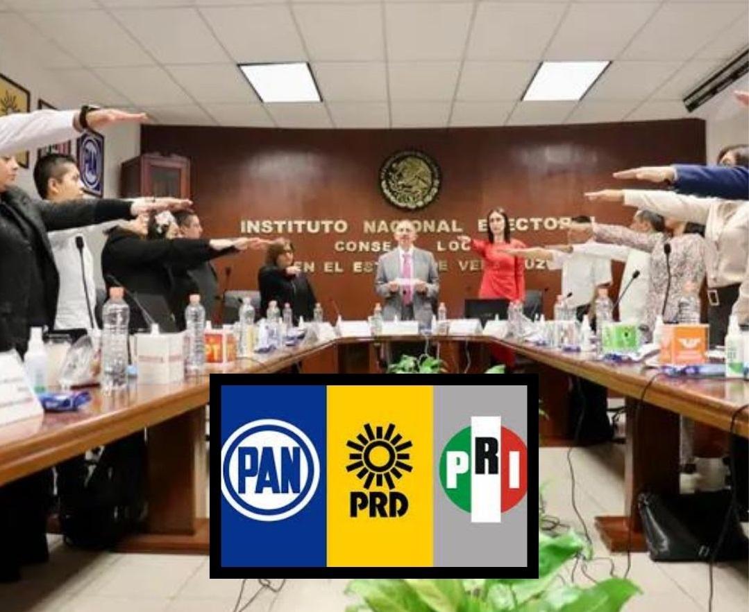 Elecciones 2024: PRI, PAN y PRD piden piso parejo al INE en Veracruz