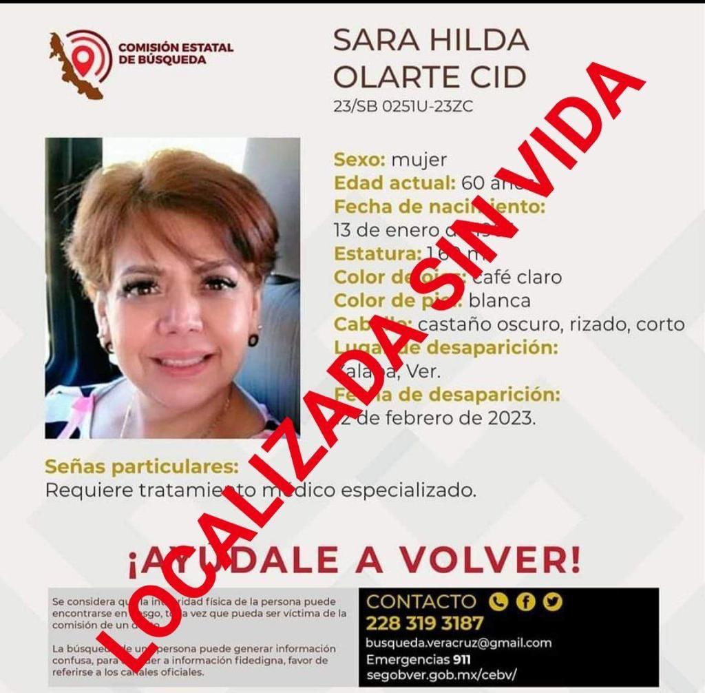 Hallan cuerpo de Sara Hilda, jubilada del IMSS desaparecida en Xalapa