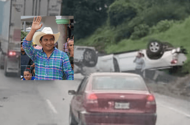 En volcadura, alcalde de José Azueta se accidenta con su familia en La Choza