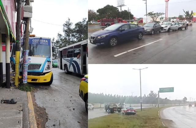 Lluvias dejan múltiples accidentes automovilísticos en Veracruz Puerto