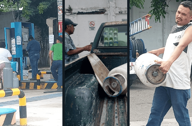 Ante alza de precios, jarochos rellenan tanque de gas en partes