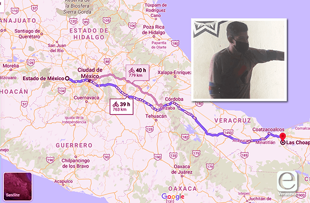 Joven viajó en bici de México a Las Choapas para ver a su novia