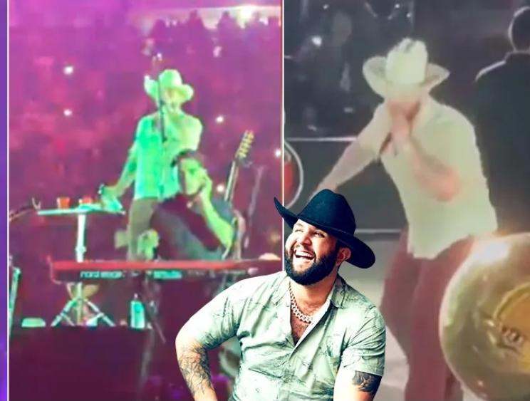 Carín León cae de tarima en concierto, en Orizaba