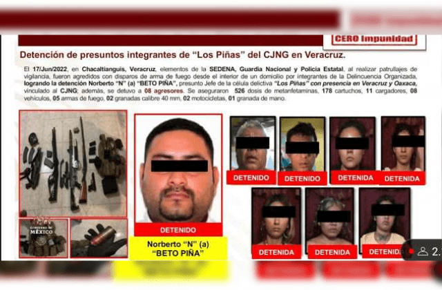 Destaca detención de líder de Los Piña en mañanera; no se saben delitos