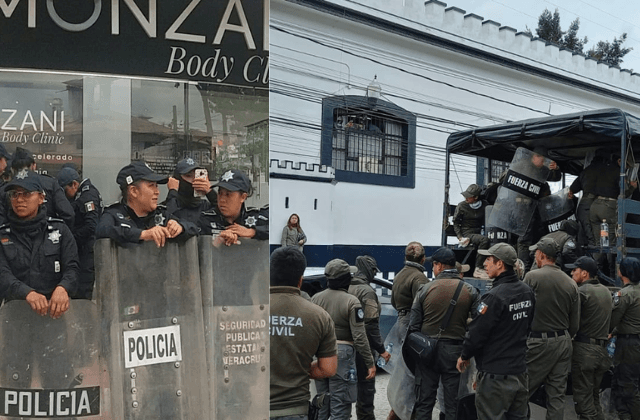 Fuerte despliegue de policías en marcha por respeto al aborto en Xalapa