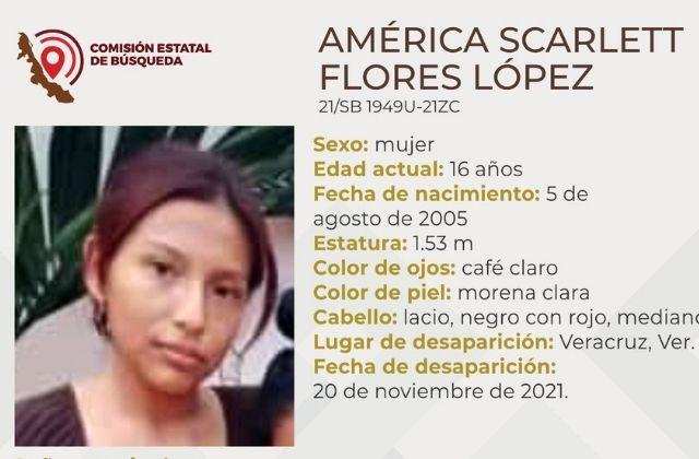 Buscan a América, tiene 16 años y desapareció en Veracruz