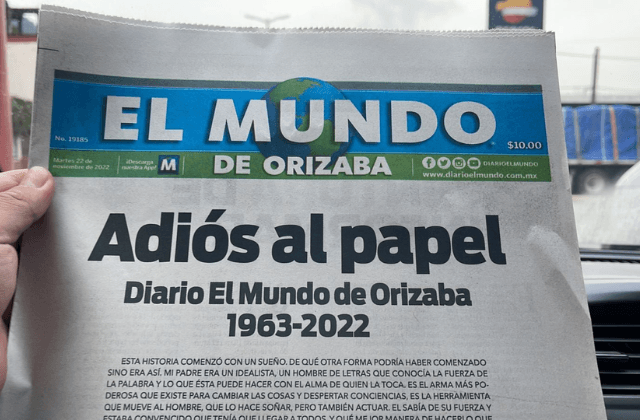 Tras 62 años de historia, El Mundo de Orizaba deja el periódico impreso