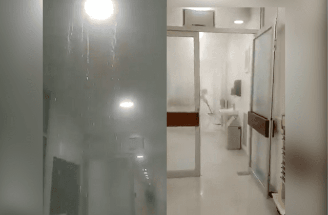 VIDEO I A horas de inaugurado, hospital de Perote sufre fuga de agua
