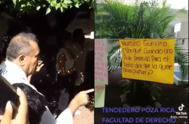 VIDEO: Maestro reclama por tendedero en UV Poza Rica; alumnas lo quitan
