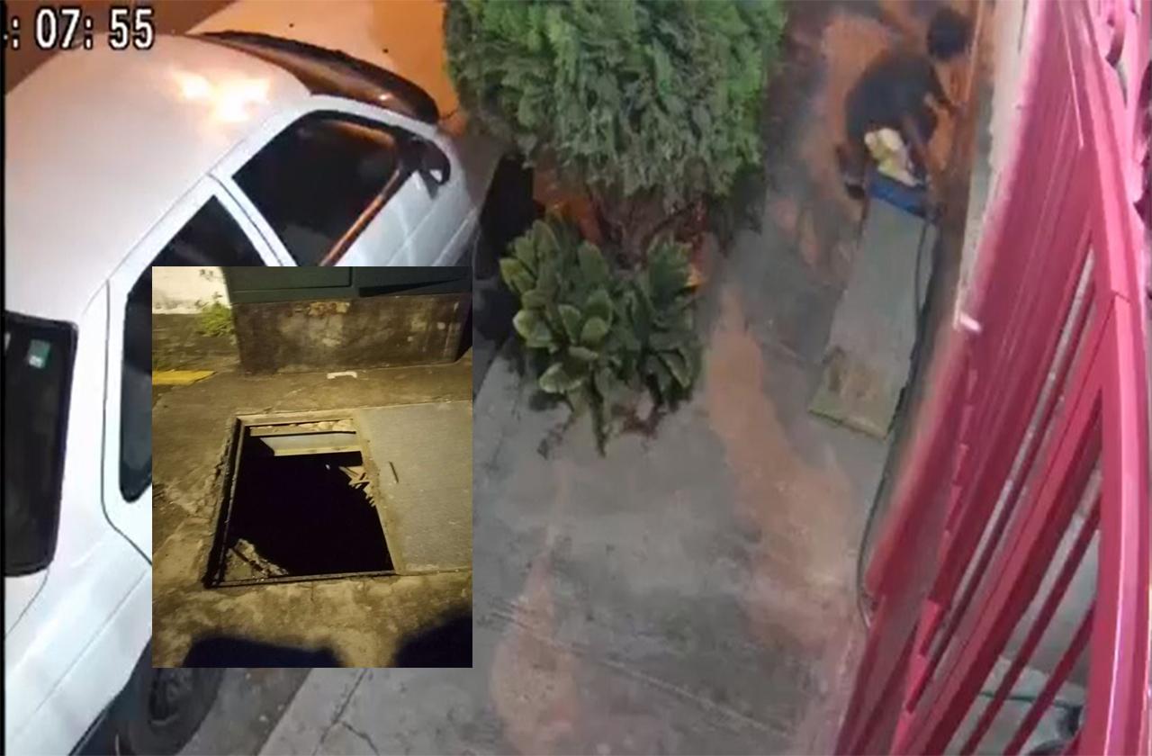 VIDEO: Captan a ladrón de tuberías en fraccionamiento de Veracruz